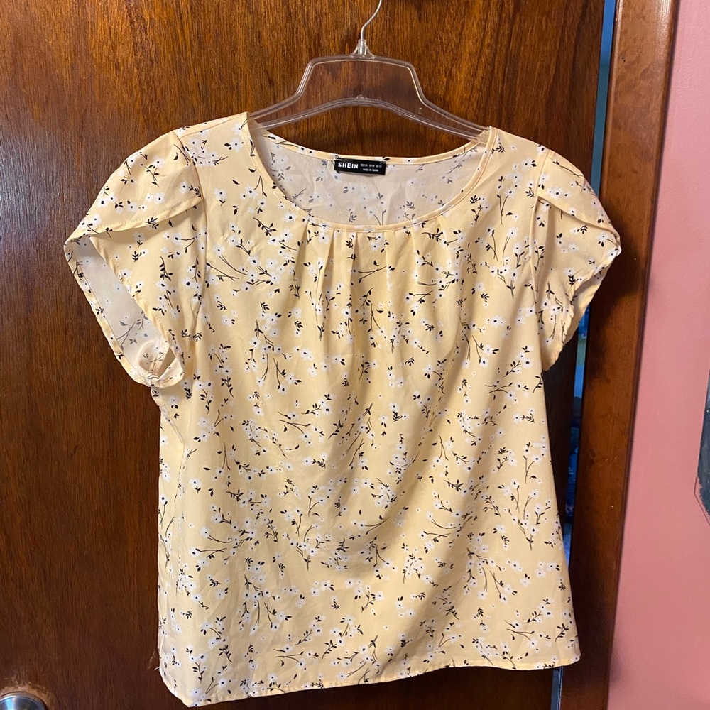 SHEIN Yellow Floral Blouse